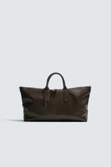 BOLSO SHOPPER PIEL - Marrón de Zara