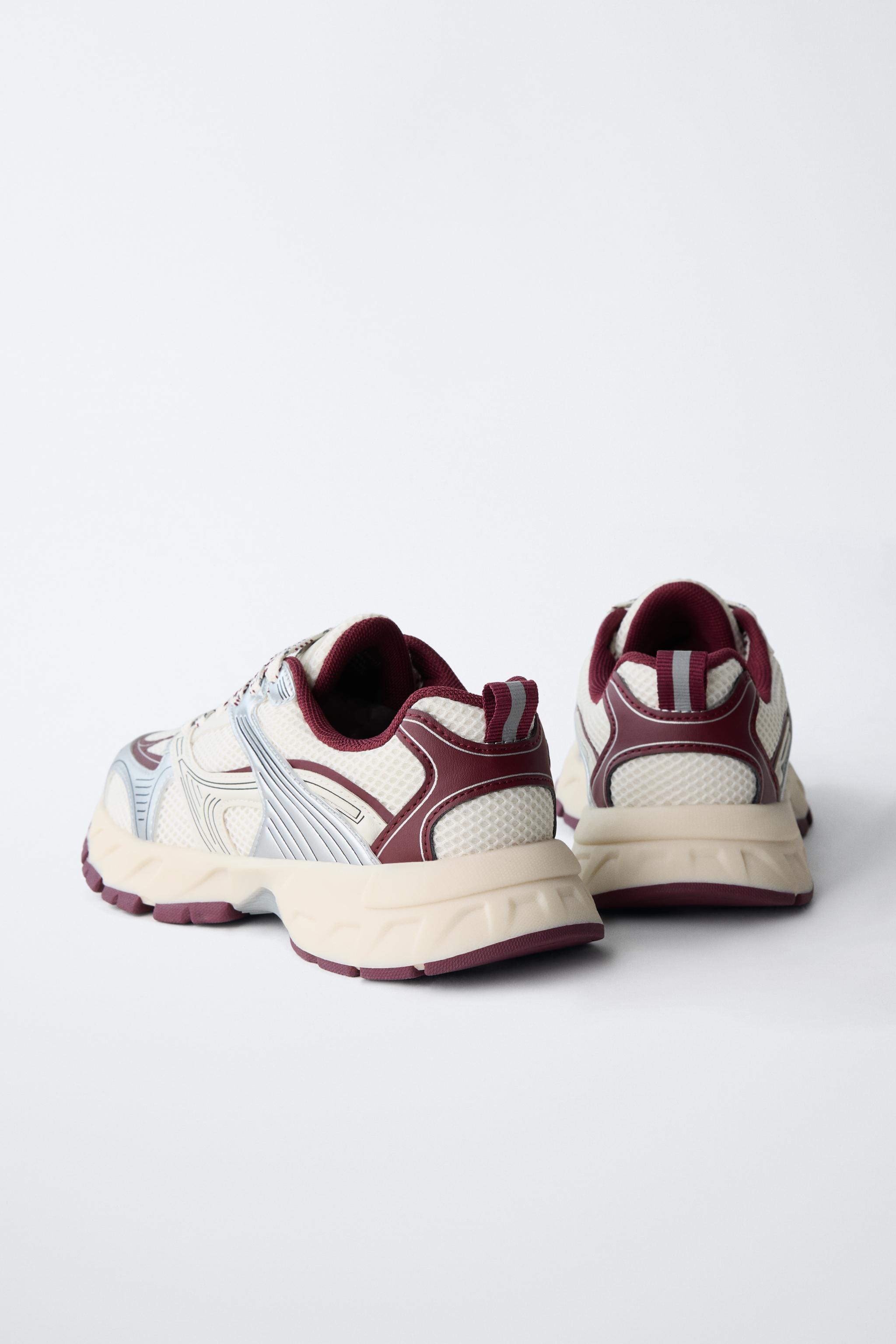 MESH TRAINERS - Burgundy Red | ZARA Singapore