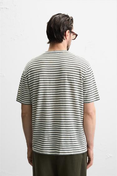 STRIPED LINEN BLEND T-SHIRT - striped by Zara - Image 2