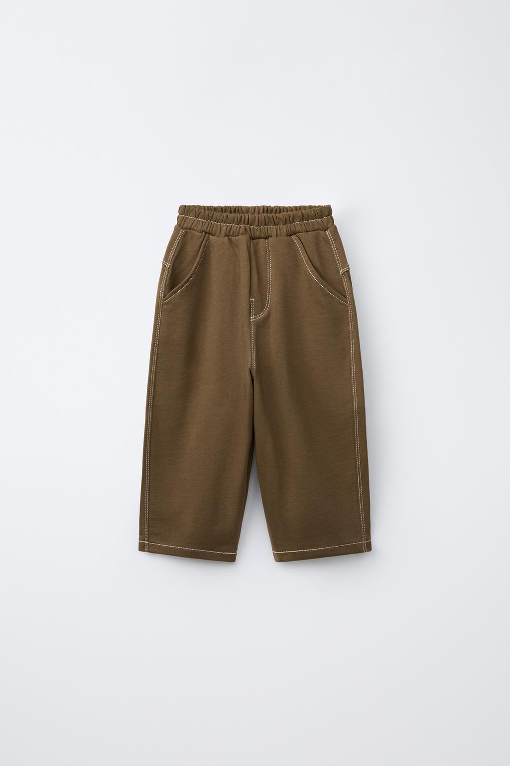 CONTRAST TOPSTITCHING PLUSH baggy trousers