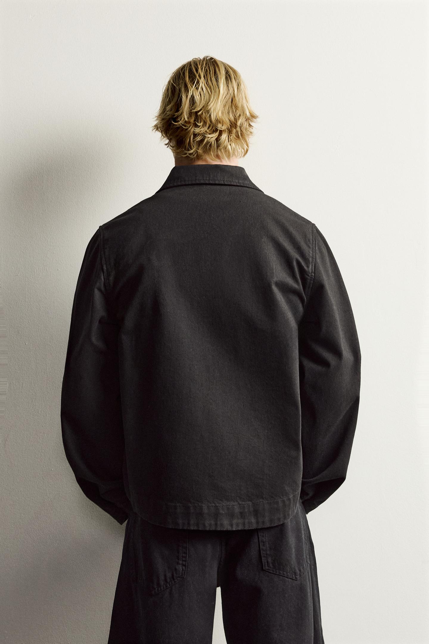 Мужская рубашка Zara Relaxed Fit Denim Overshirt, цвет: Шоколадный коричневый — фото 3