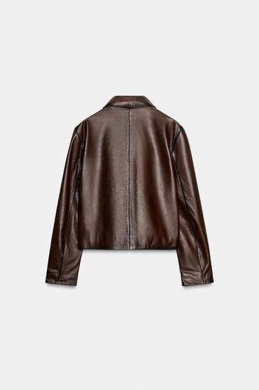 MINIMALISTISCHE LEDERJACKE – ZW COLLECTION – LIMITED EDITION - Braun von Zara