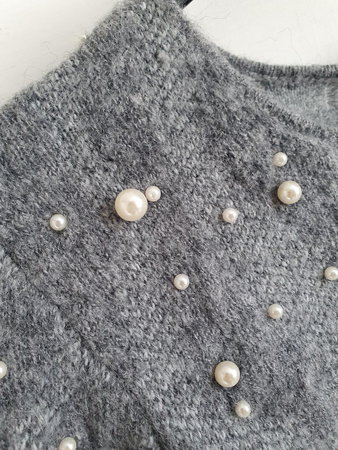 TEXTURED PEARL BEAD KNIT SWEATER - Image 3