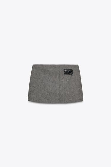 FALDA MINI ESPIGA ZW COLLECTION - Gris oscuro de Zara