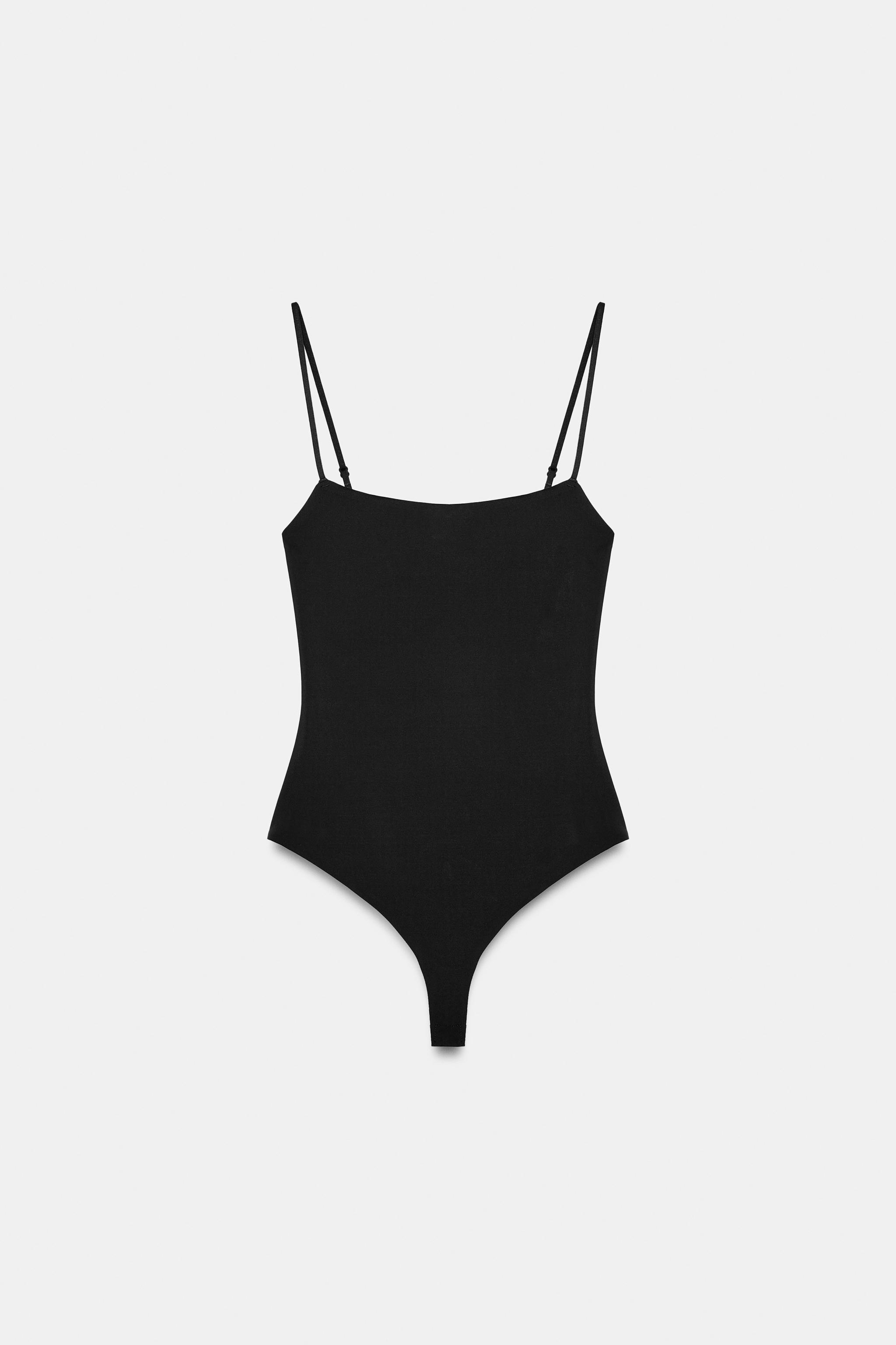 SQUARE NECK BODYSUIT — Black