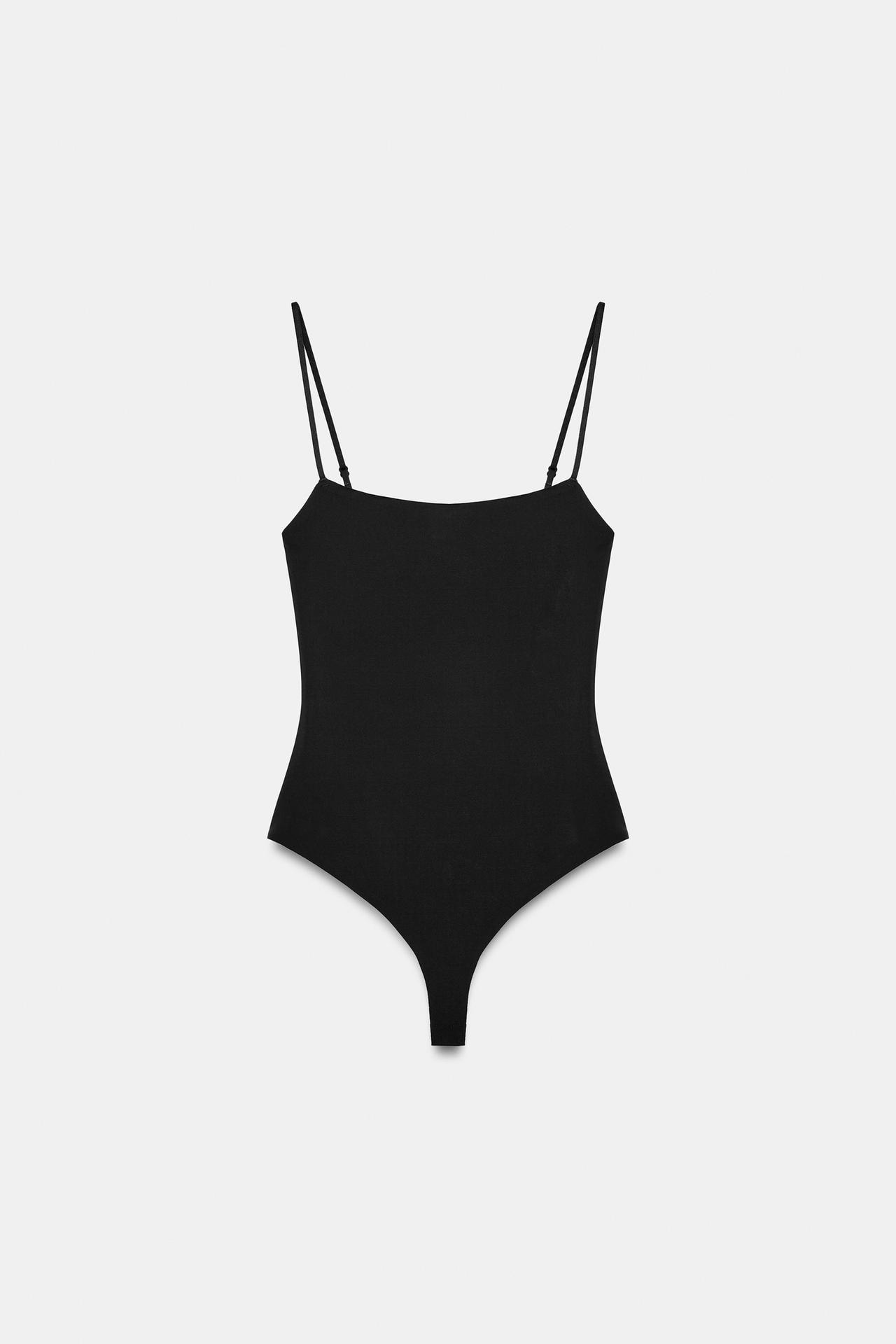 SQUARE NECK BODYSUIT — Black