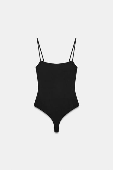 SQUARE NECK BODYSUIT - Black by Zara