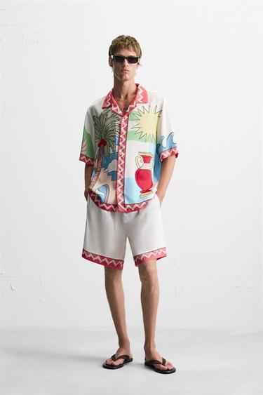 CONTRAST LANDSCAPE SATIN SUIT - Golden by Zara