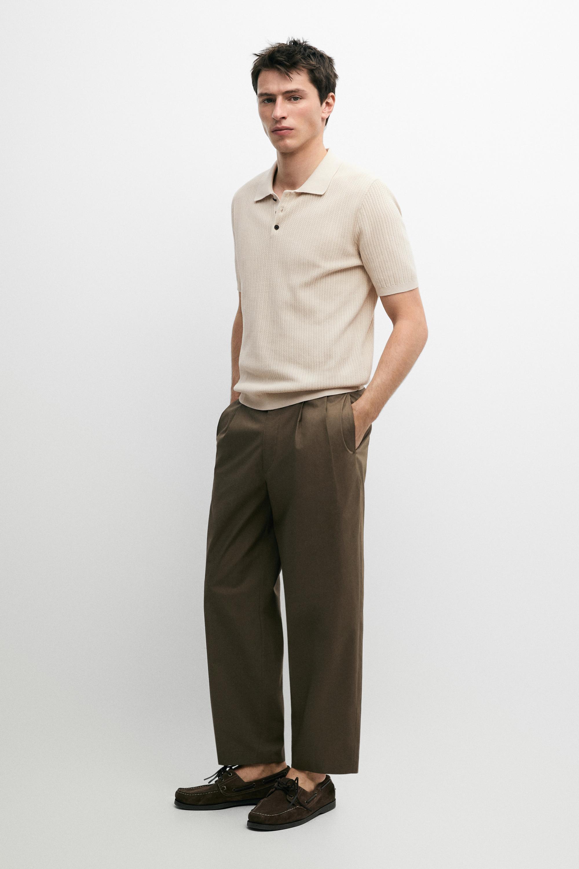 100% cotton textured knit polo sweater
