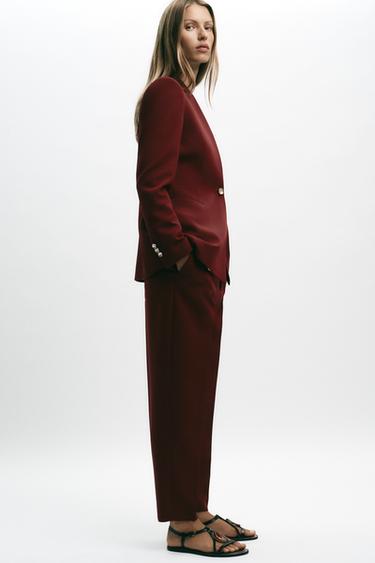 BLAZER AJUSTÉE SANS REVERS - Grenat de Zara - Image 3