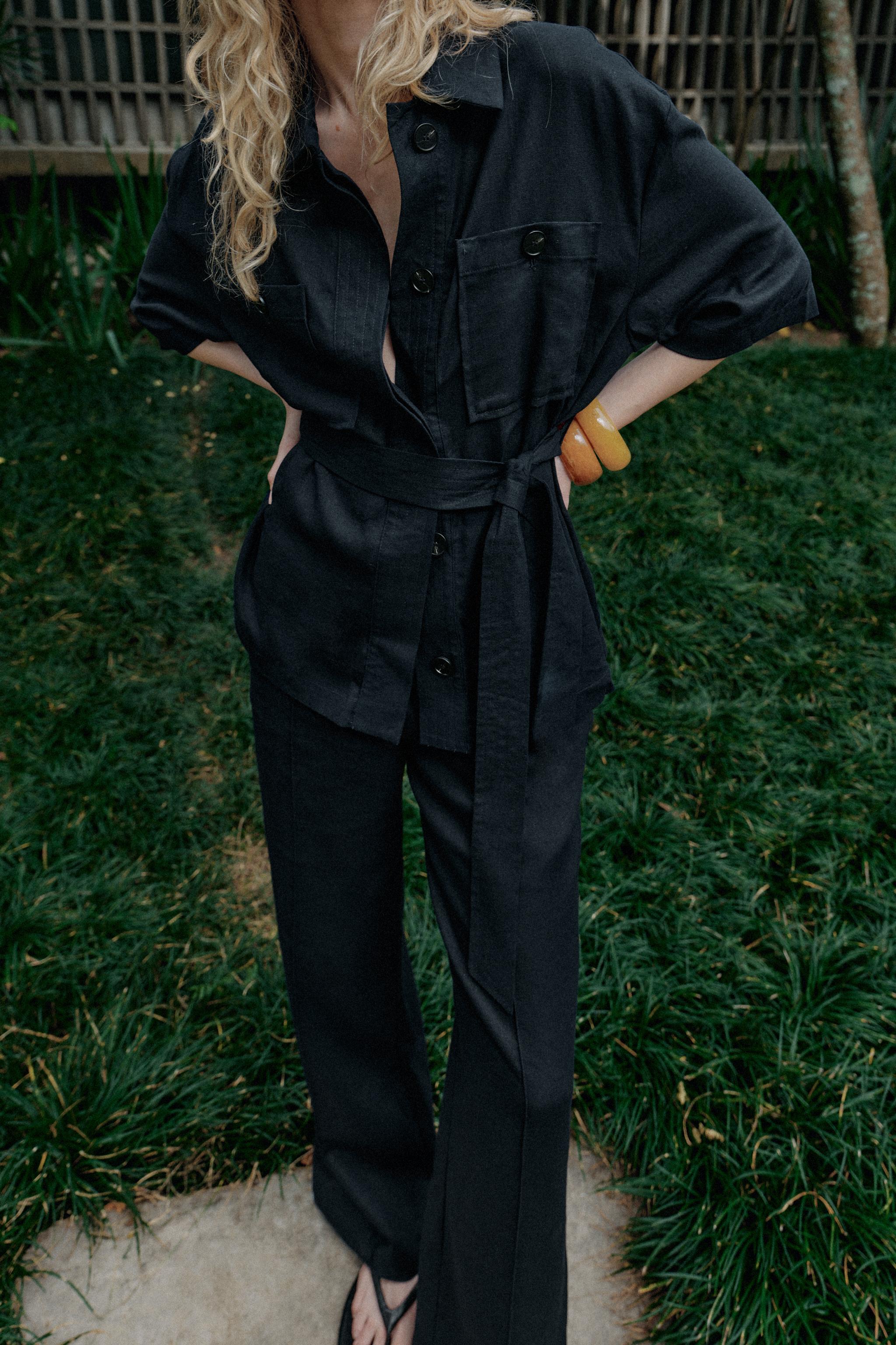 BELTED LINEN SAFARI JACKET