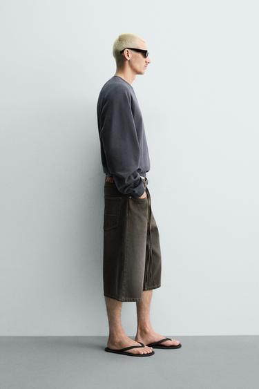JORT EN DENIM À CEINTURE - Marron de Zara - Image 3
