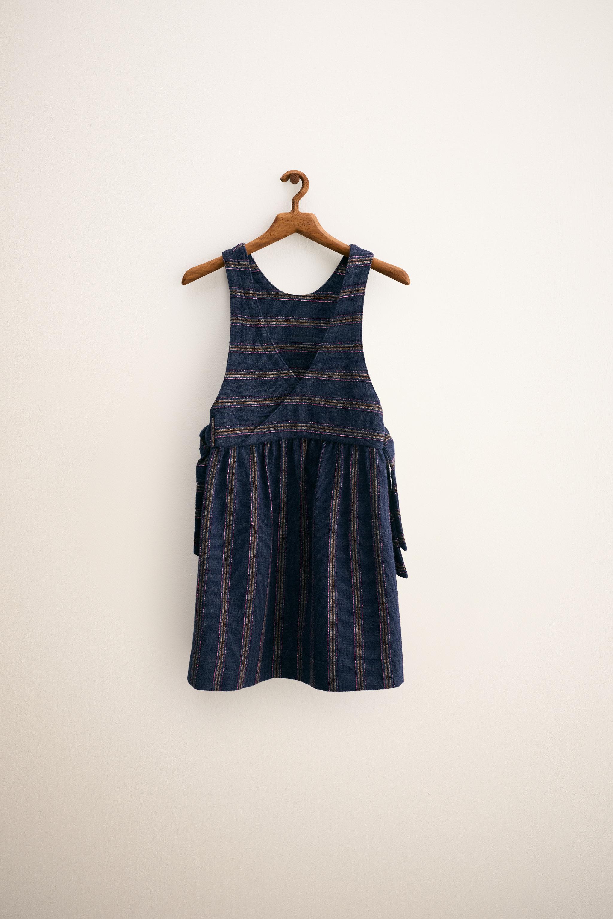 ZARA TIMELESS - STRIPED PINAFORE DRESS WITH BOWS — Anthracite grey