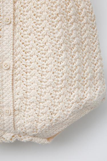 BARBOTEUSE EN MAILLE CROCHET - Écru de Zara - Image 3