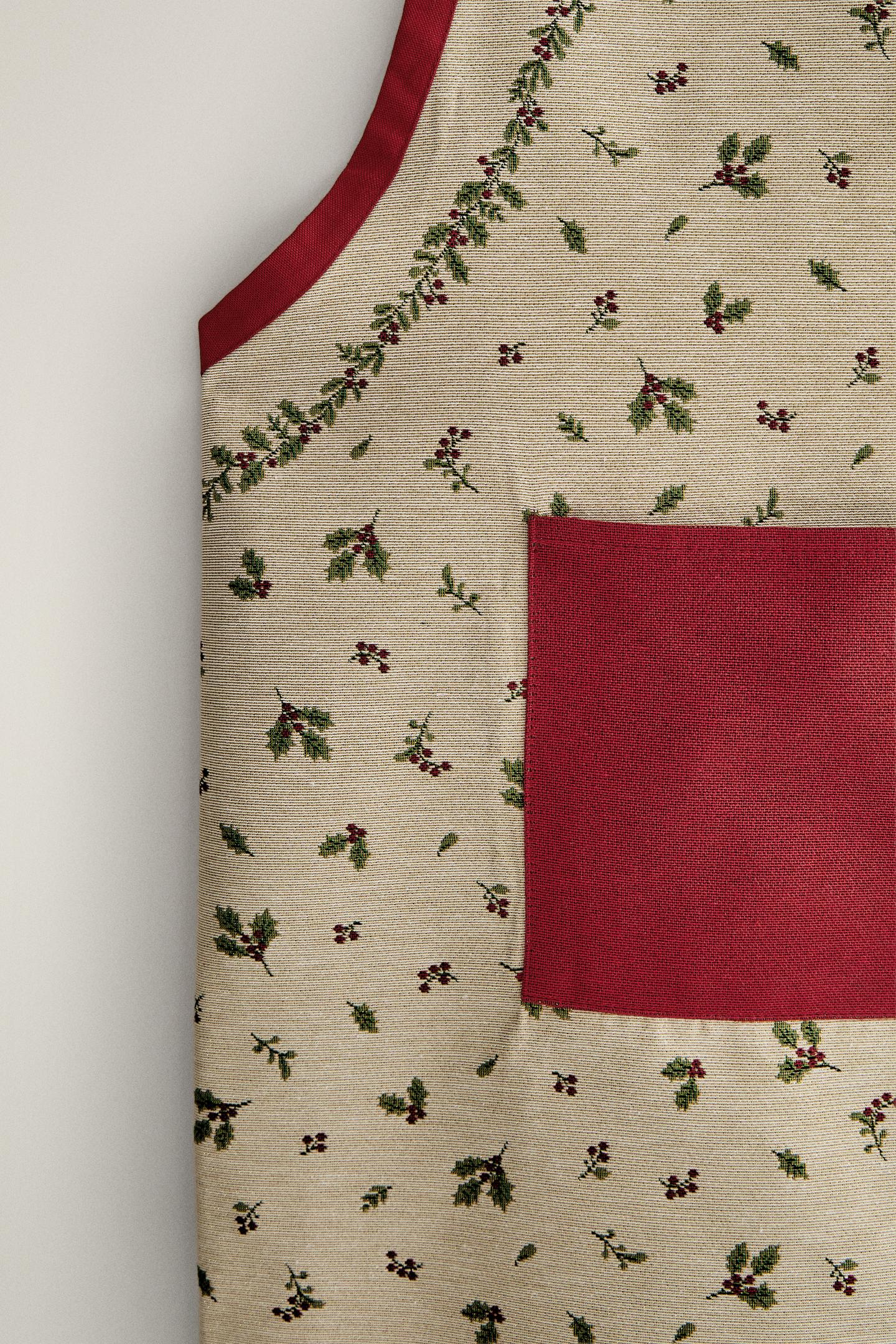 Женский топ Zara Christmas Holly Jacquard Cotton Apron, цвет: Красный — фото 3