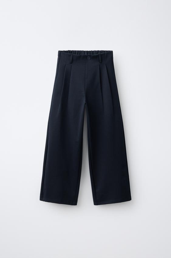 Zara WIDE LEG PLEATED PANTS - Navy blue - Image 0