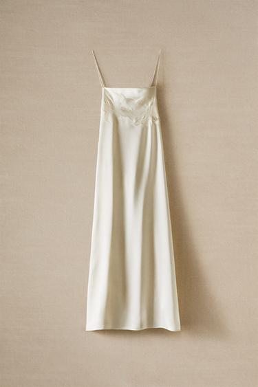 CHEMISE DE NUIT LONGUE SATIN - Écru de Zara - Image 5