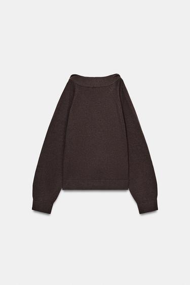 CUT-OUT KNIT JUMPER - Brown by Zara - Image 6