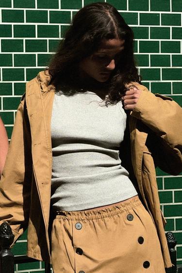FALDA PANTALÓN BOTONES - Camel medio de Zara