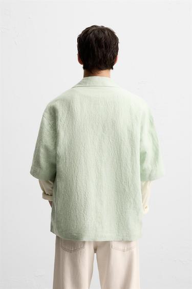 100% LINEN SHIRT - Turquoise by Zara - Image 2