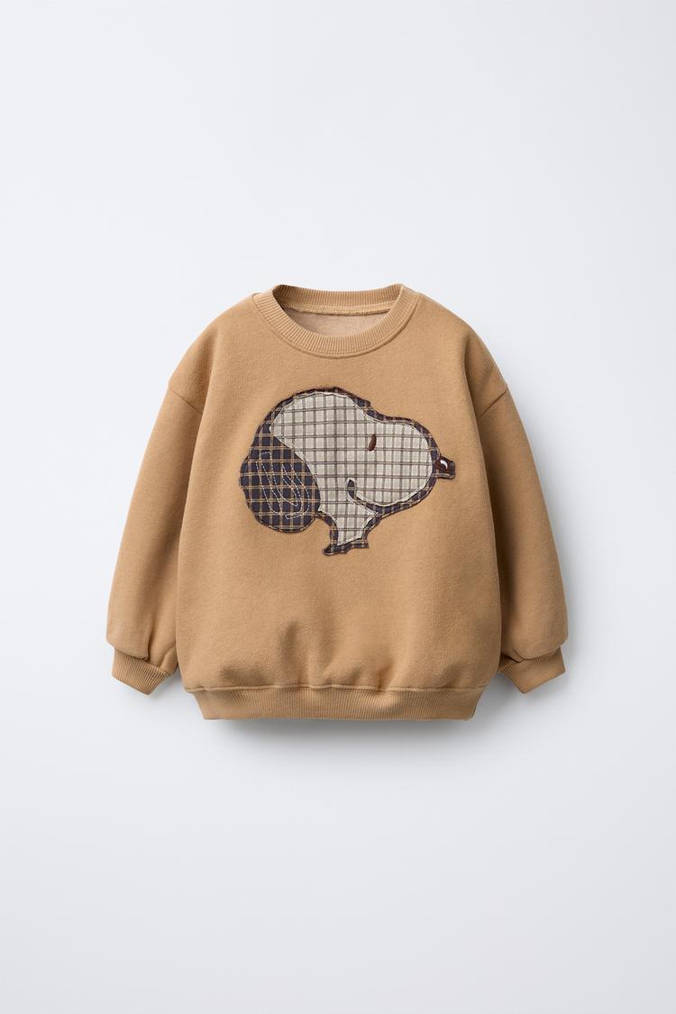 SNOOPY PEANUTS™ PATCH SWEATSHIRT taupe brown ZARA Canada