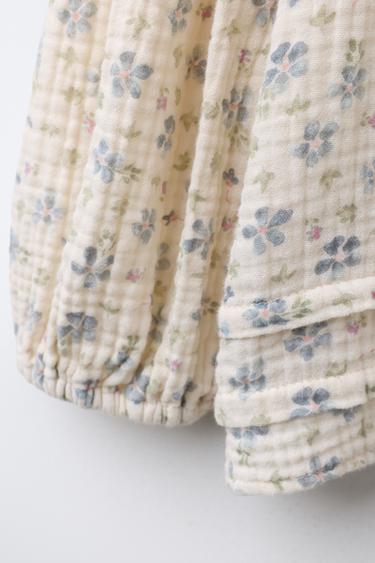 COTTON GAUZE FLORAL PRINT SHIRT - Beige by Zara - Image 3