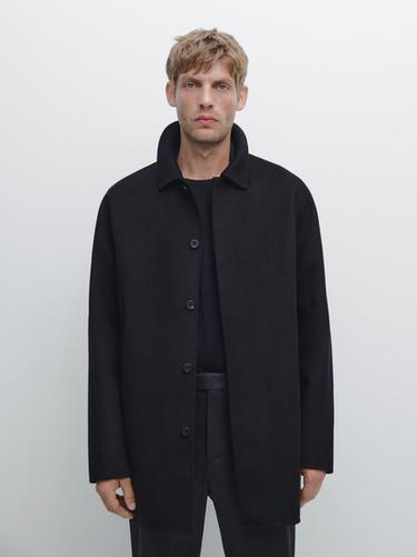 Zara Short wool blend coat - Navy blue