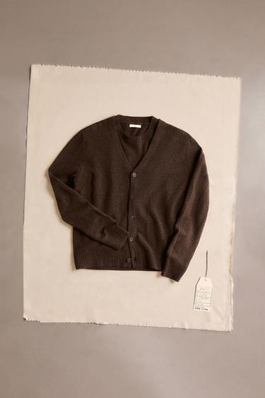 Zara WOOL CARDIGAN - Brown - Image 0