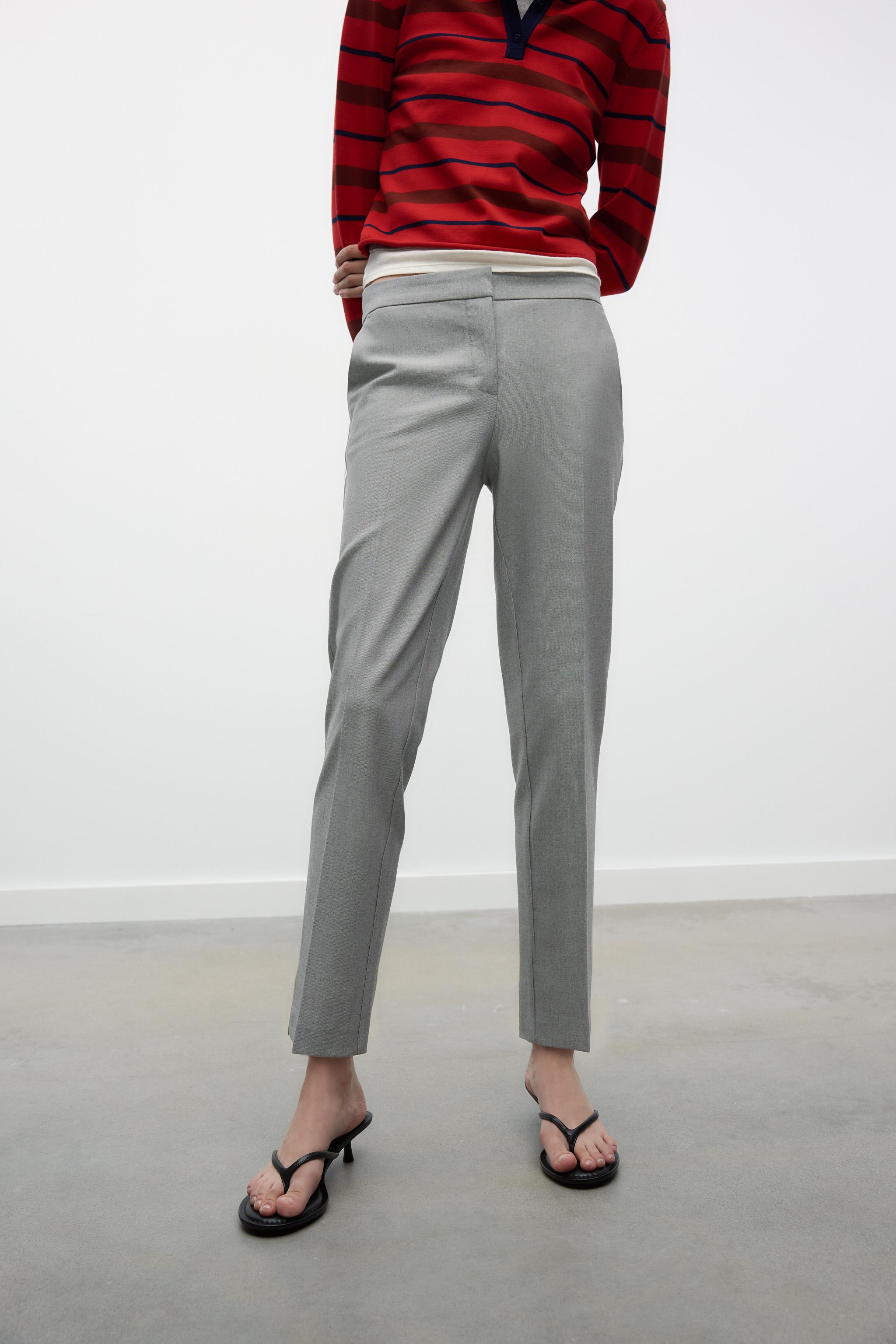 葵 SOFT ANKLE-LENGTH PANTS - Gray marl | ZARA Canada