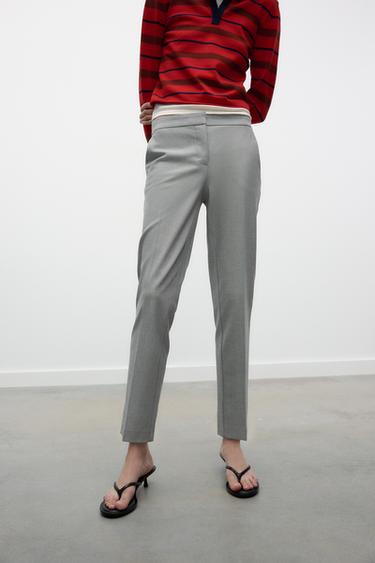 Zara SOFT ANKLE-LENGTH PANTS - Gray marl