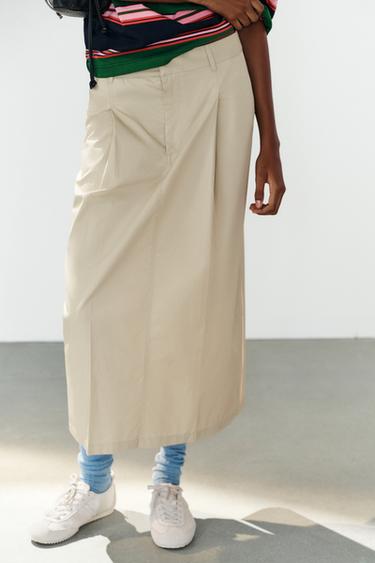 PLEATED MIDI SKIRT - stone by Zara