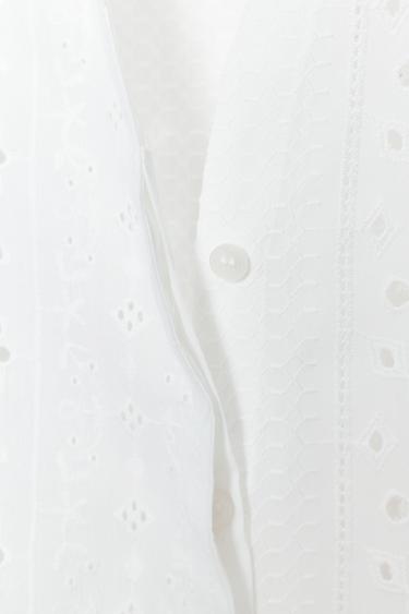 SHIRT WITH CUTWORK EMBROIDERY AND PUFF SLEEVES - White by Zara