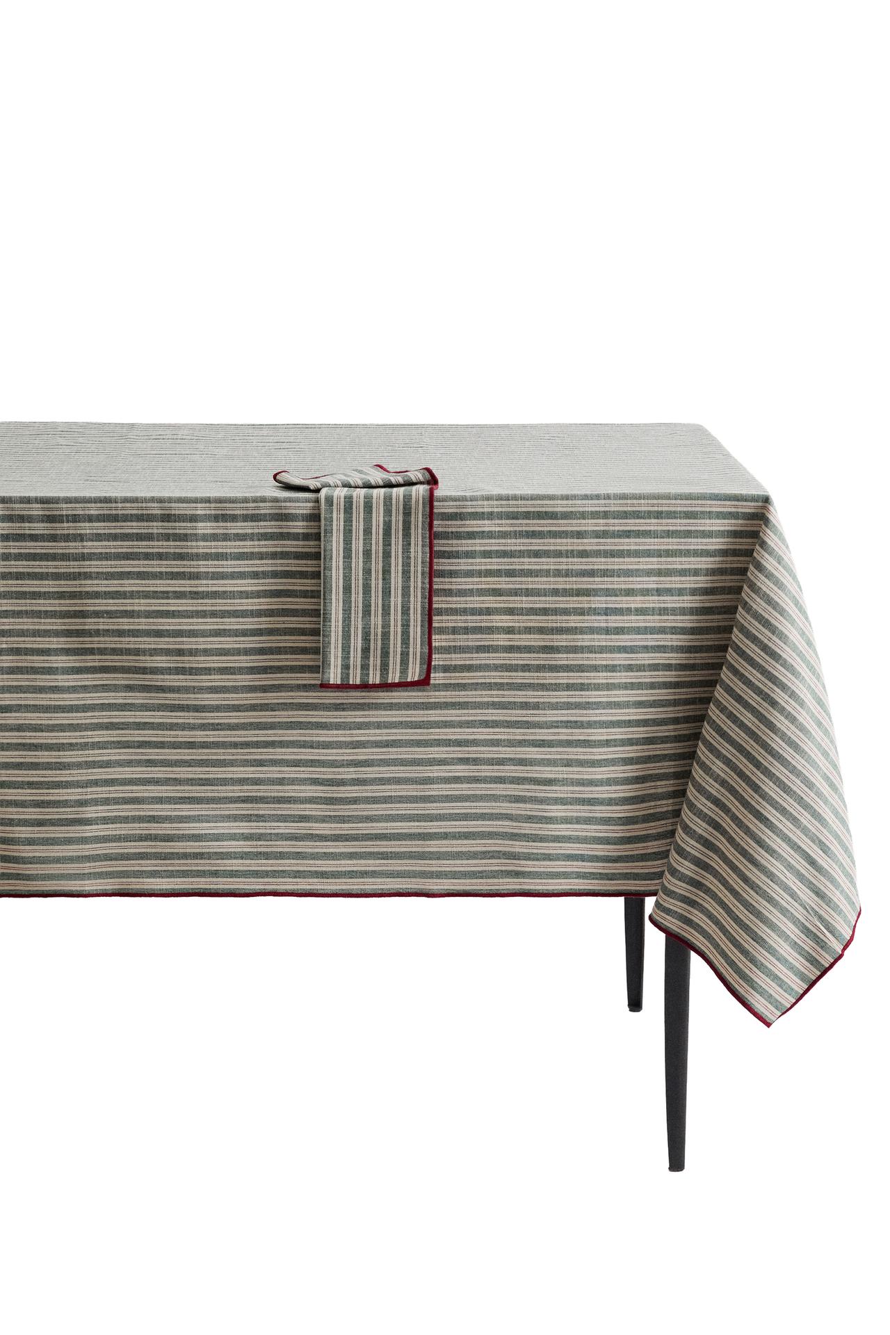 CHRISTMAS STRIPED COTTON TABLECLOTH