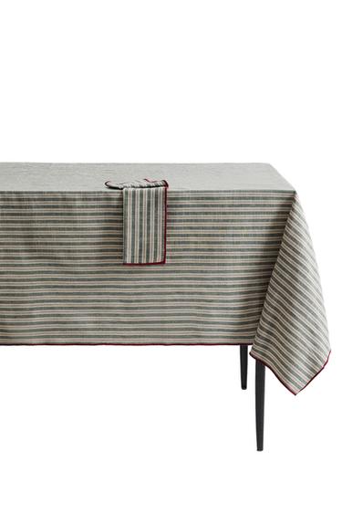 MANTEL ALGODÓN RAYAS NAVIDAD - Verdes de Zara