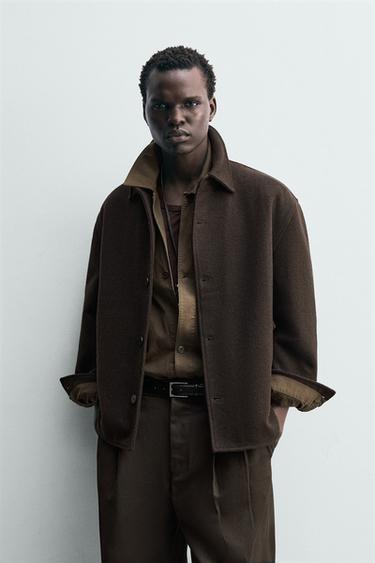 CAMISA COMPRIDA COM LÃ - Castanho da Zara