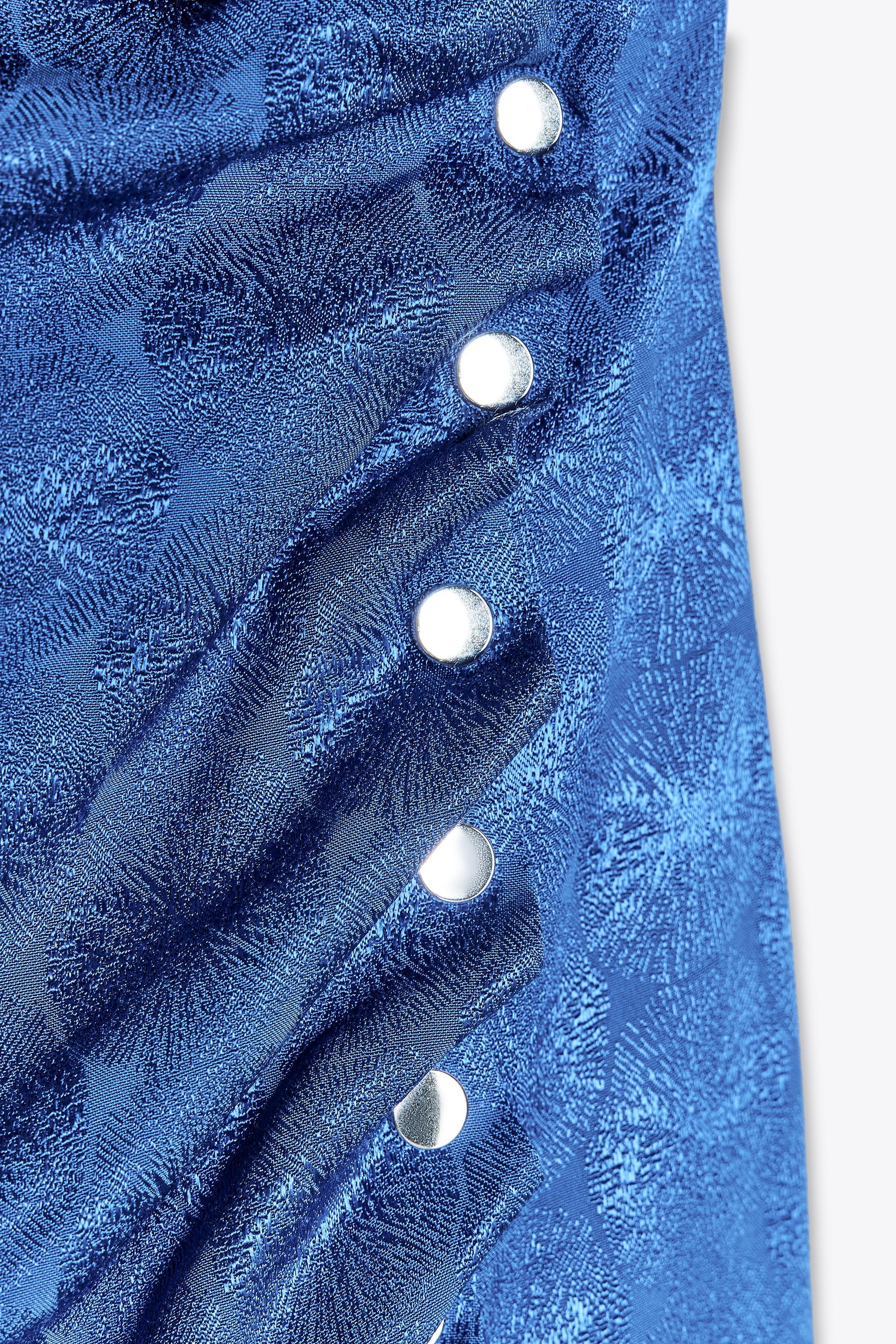 【ZARA】ジャガードミディ丈ドレス 濃青 | 2925/599/420 ジャガードミディ丈ドレス - 濃青 | ZARA Japan / 日本