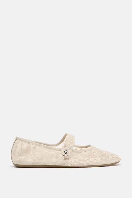 BALLERINES BRODÉES - Blanc de Zara - Image 1