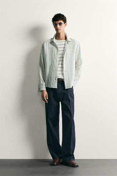 CAMISA VOILE CUADROS - Celeste de Zara - Imagen 0
