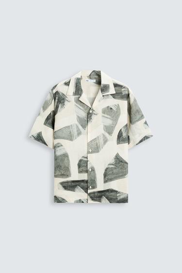 CAMISA ESTAMPADO GEOMÉTRICO - Negro / Blanco de Zara