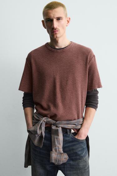 FADED KNIT T-SHIRT - Red by Zara - Image 4