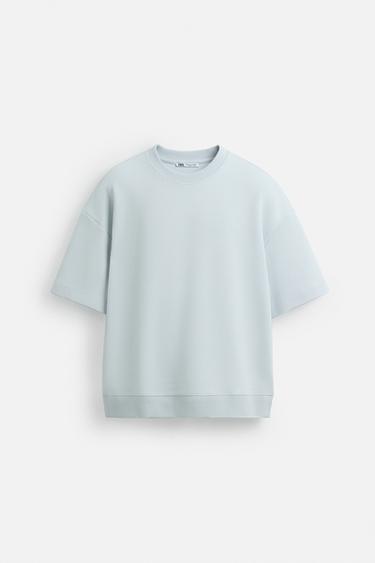 INTERLOCK TEXTURED SWEATSHIRT - dusty blue by Zara