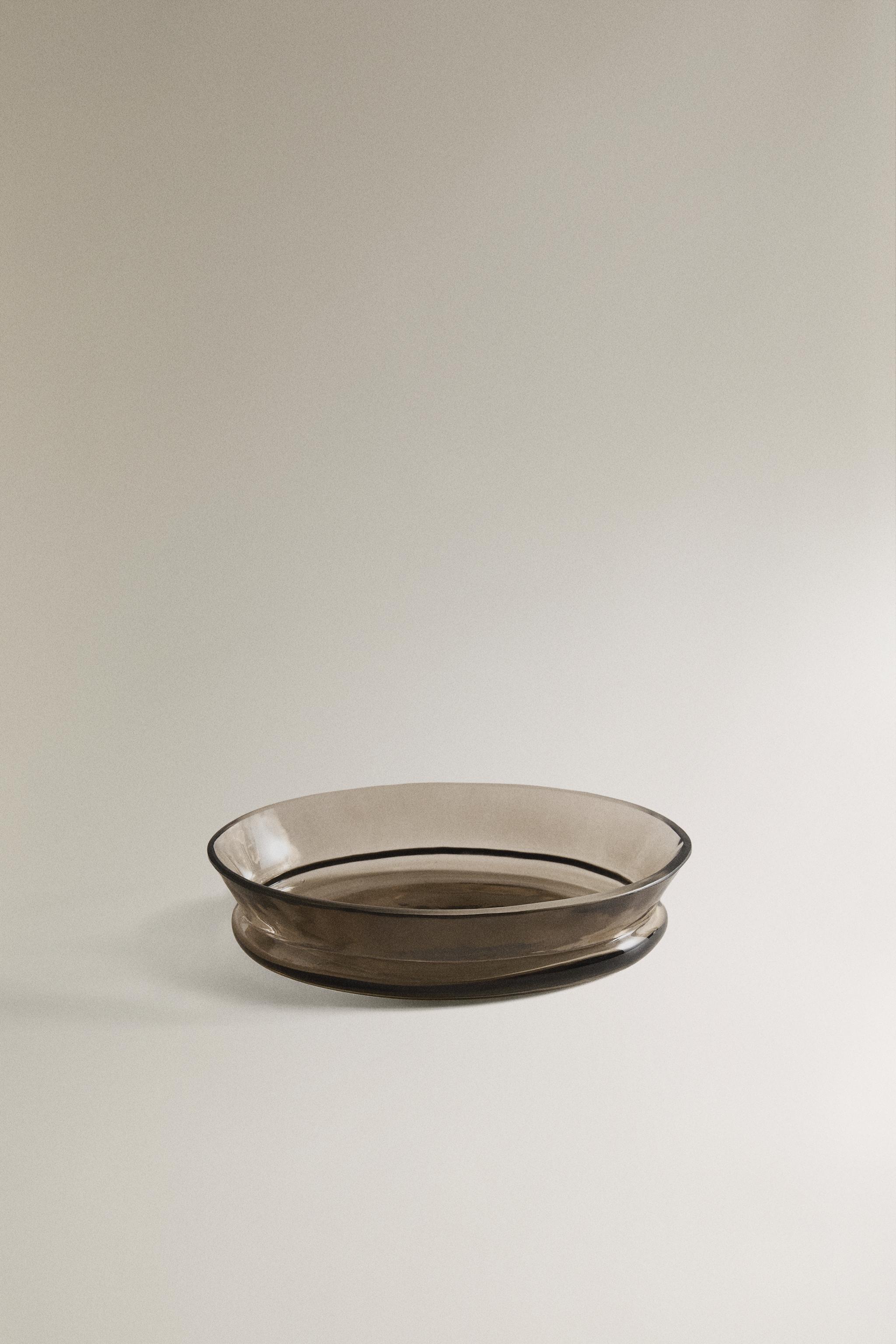 SMOKED TEXTURED GLASS BATHROOM SOAP DISH