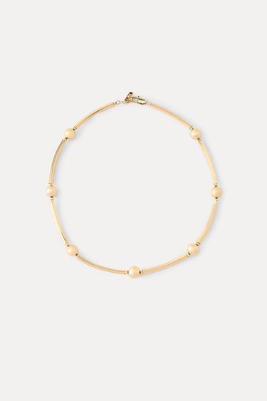 Zara BEADED HOOP EARRINGS - Golden
