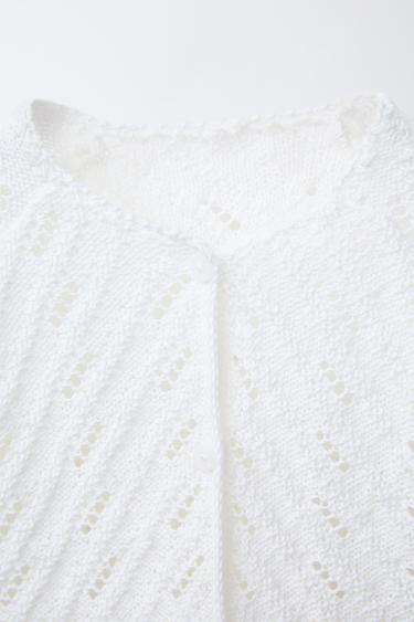 GILET EN MAILLE TEXTURÉE - Blanc de Zara - Image 2