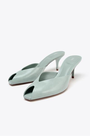 SANDALES EFFET VERNI - Bleu de Zara - Image 3