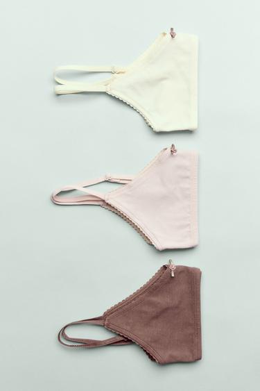 8-14 YEARS/THREE-PACK OF PLAIN TOPS WITH FLOWER - Multicoloured by Zara