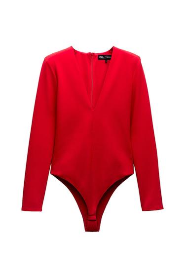 STRETCH BODYSUIT WITH SHOULDER PADS