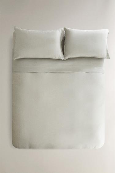 WASHED LINEN DUVET COVER (140 GXM²) - Blue grey by Zara