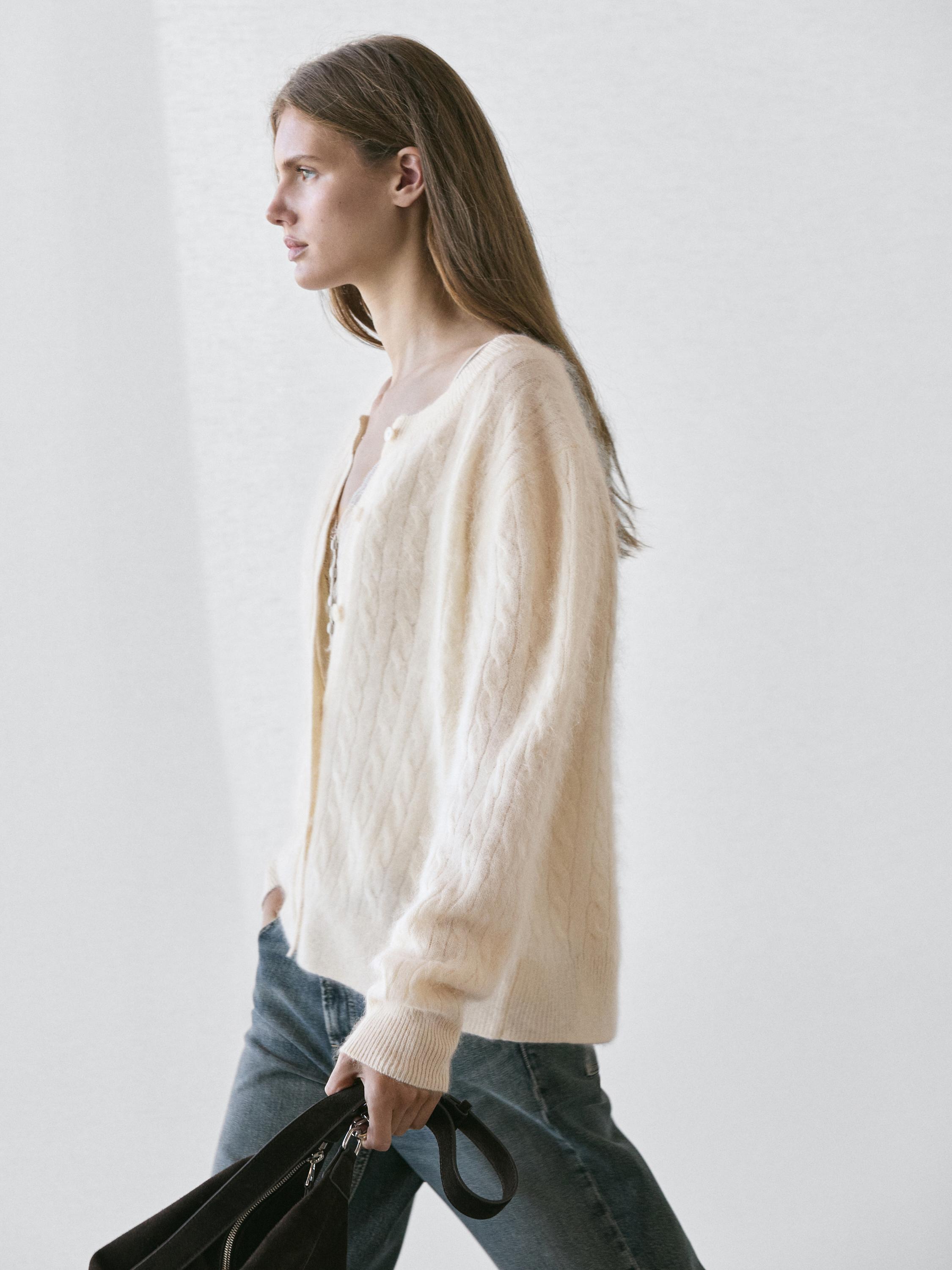 100% wool cable-knit cardigan