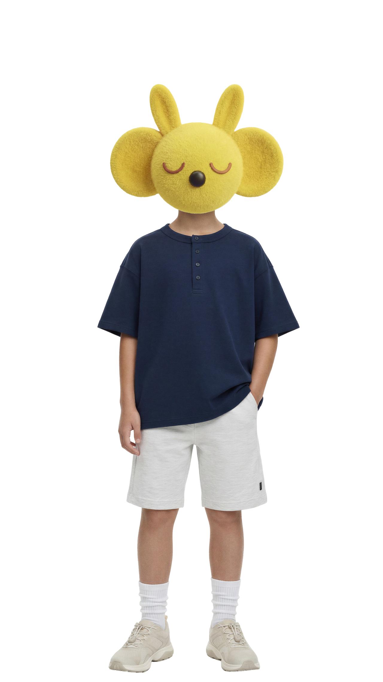 HENLEY POLO SHIRT — Navy blue